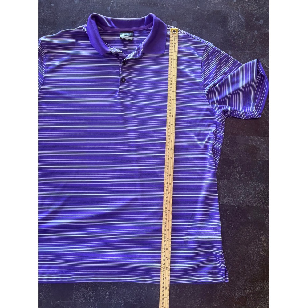 Nike Golf Dri-FIT Men XL Purple White Stripe Short Sleeve Polo Shirt Performance - Picture 6 of 7